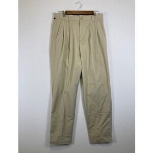 Classic Preppy Dockers Mens 32x34 Khaki Tan Double Pleated Cotton Chino Pants